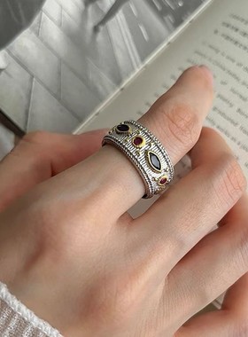 中古Vintage戒指小众时尚设计轻奢复古高级感食指戒情侣对戒指环