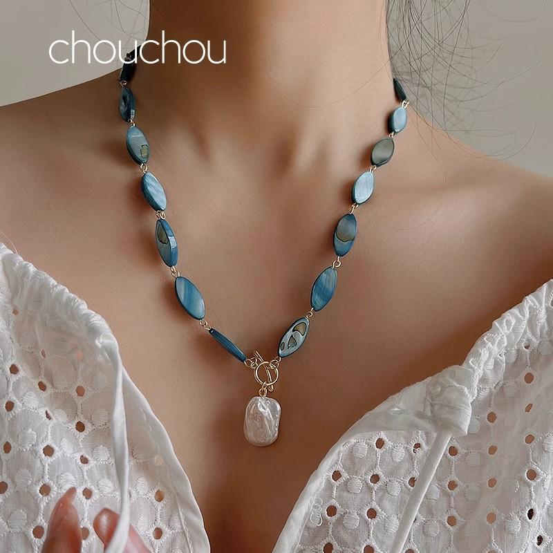 chouchou项链欧美轻奢小众饰品天然巴洛克珍珠时尚夸张度假锁骨链