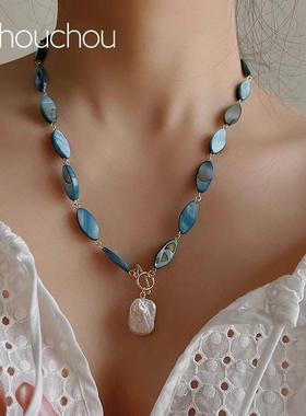 chouchou项链欧美轻奢小众饰品天然巴洛克珍珠时尚夸张度假锁骨链