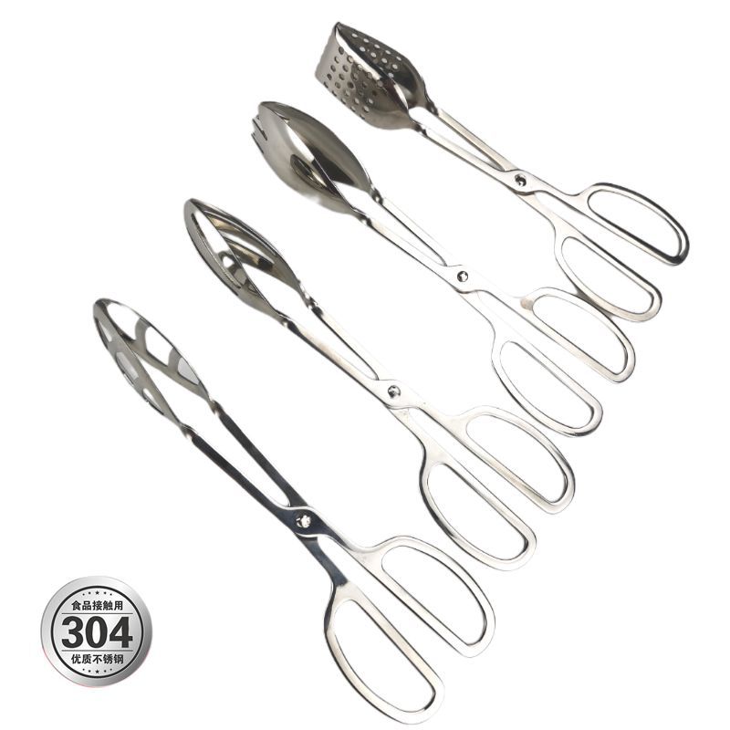 加厚304不锈钢食品夹剪刀夹烧烤夹烤肉自助餐夹包子防烫面包夹子
