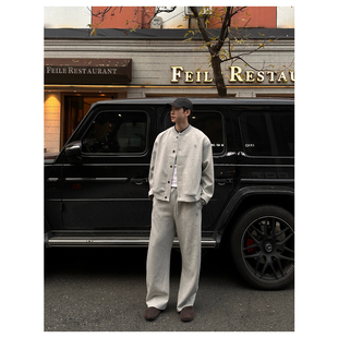 新款 男秋季 宽松 25ss极简老钱风美棉棒球服夹克套装 ZICHENG