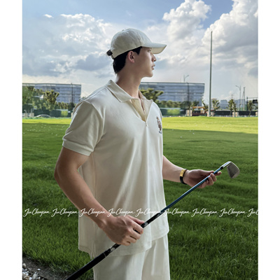 【金乘三】老钱系列男女同款休闲百搭夏季翻领短袖POLO衫情侣同款