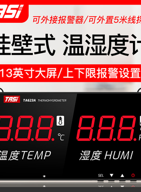 特安斯TA623A/B温湿度计挂壁式数显工业级高精度显示屏室内家用