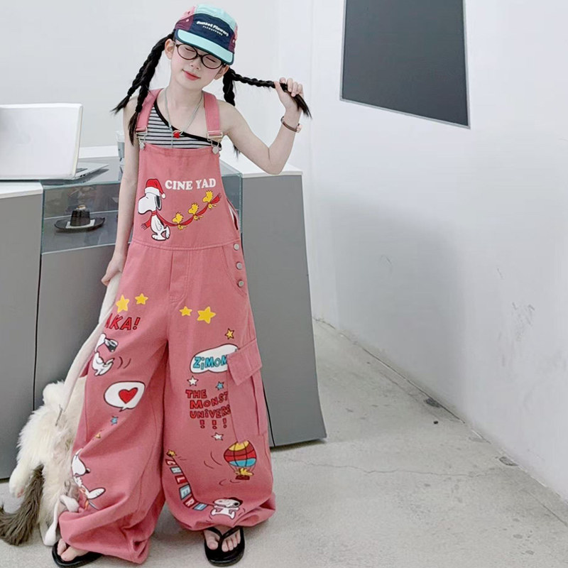 女童多巴胺涂鸦牛仔背带裤