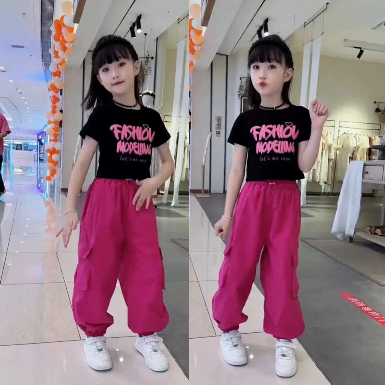 女童夏季辣妹短袖工装裤套装