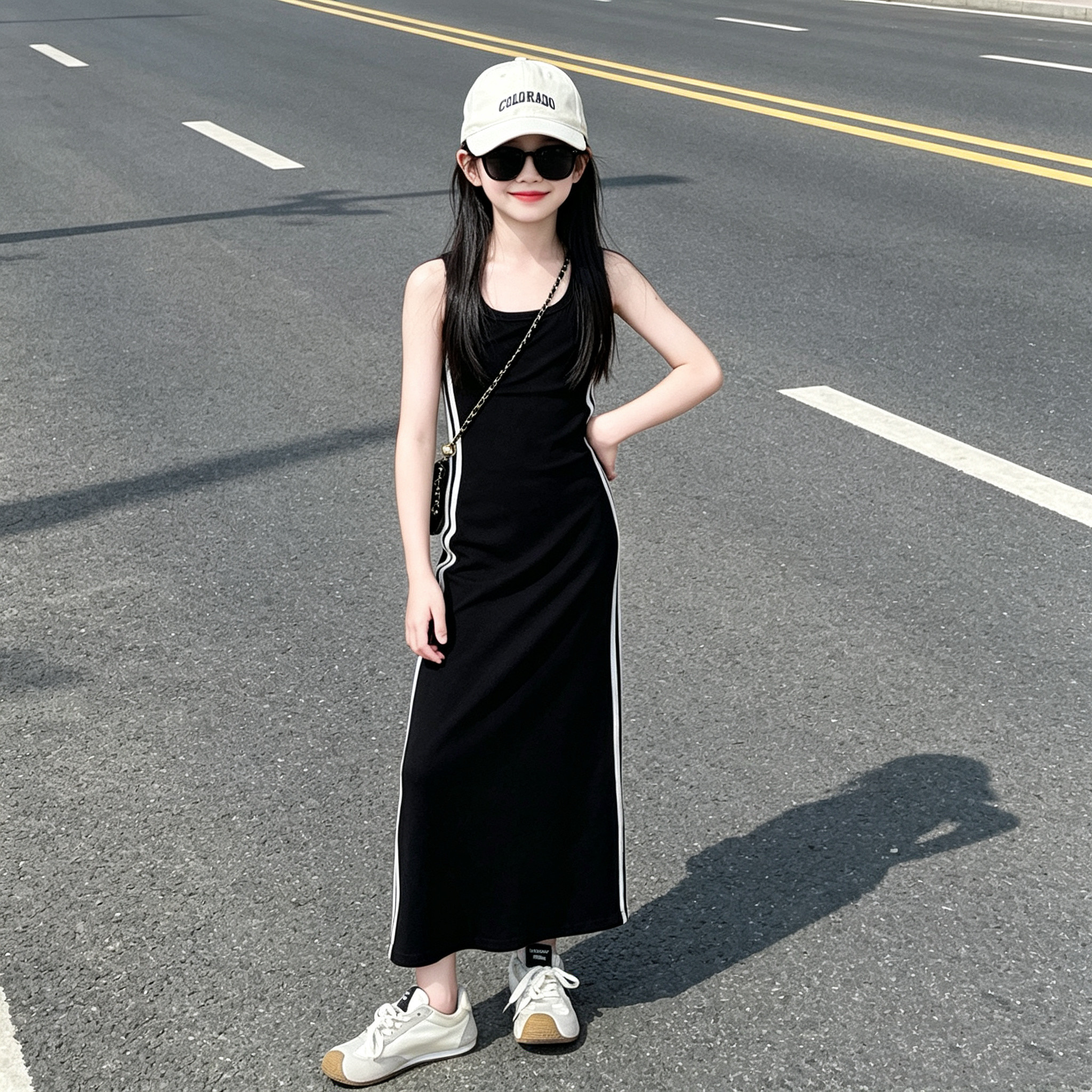 女童轻薄弹力裙子高级感背心裙