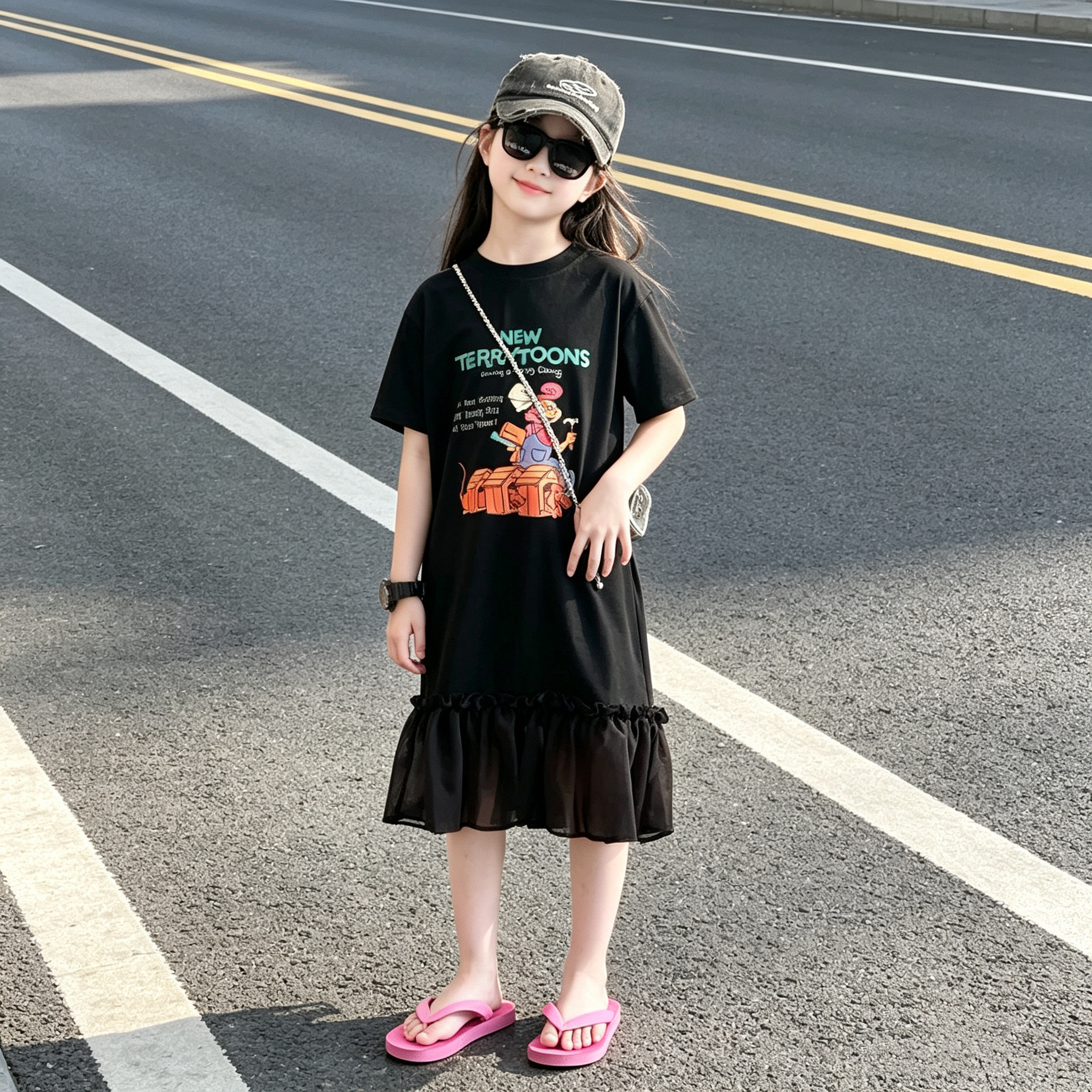 女童夏季2026新款韩版T恤连衣裙