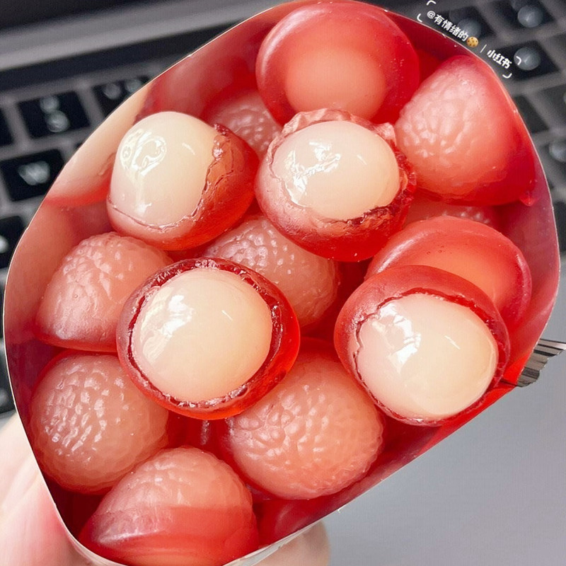 新货好丽友果滋果心软糖荔枝软糖水果果汁爆浆糖果剥皮软糖果零食