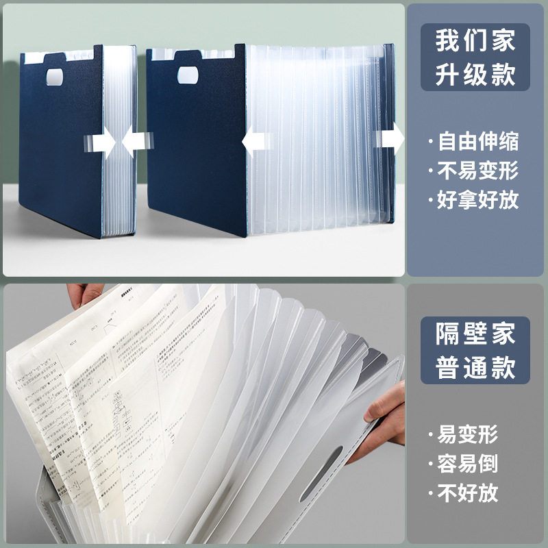 精选手提加厚文件框整理试卷收纳塑料文件袋文件架书架风琴包学生