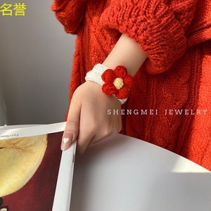 送你一朵小红花易烊千玺同款手工编织胸针发夹应援手环项圈配饰品