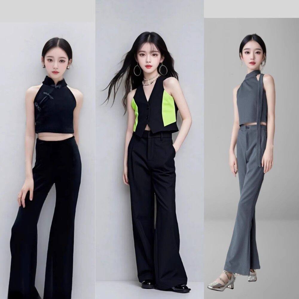 少儿模特训练服装儿童形体礼仪练功服女童夏季套装T台走秀演出服