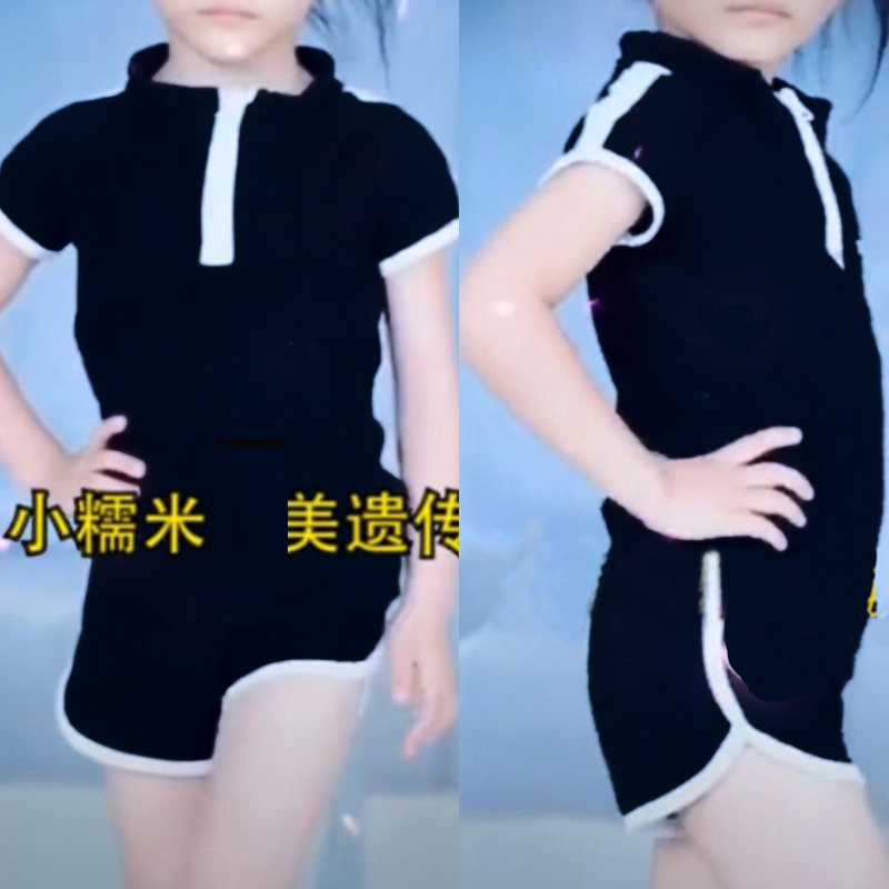 模特少儿女童夏季短袖形体服