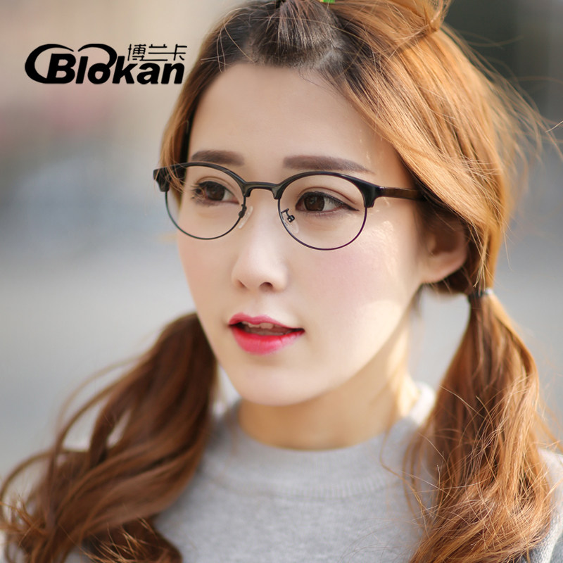 复古平光镜圆框眼镜框个性半框近视眼睛框文艺眼镜架tr90女款小脸