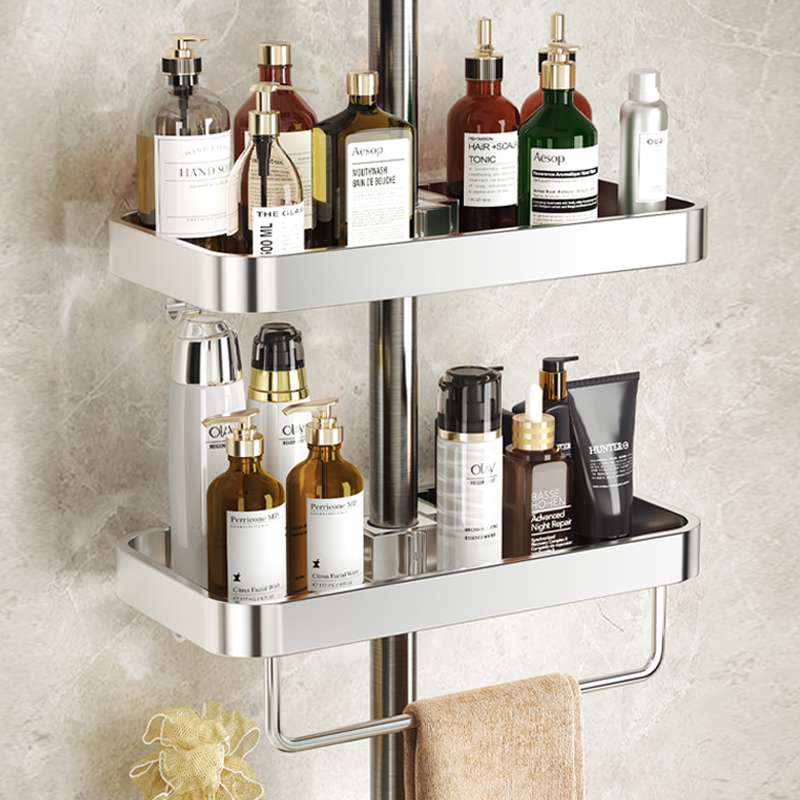 卫生间花洒杆沐浴露托盘架子