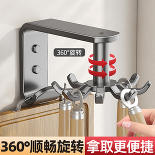 厨房旋转挂钩多功能壁挂置物架免打孔锅铲勺子铲子挂架