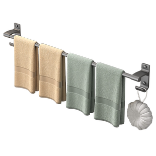 加长毛巾架卫生间毛巾杆免打孔加厚双杆打孔浴室浴巾置物架太空铝