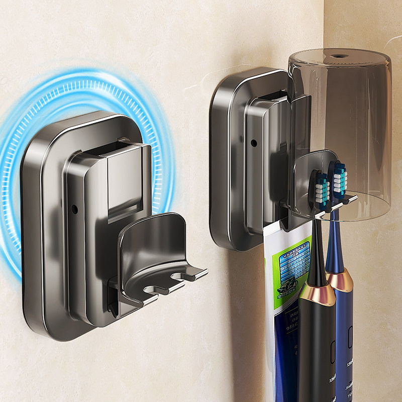 卫生间吸盘牙刷置物架壁挂式浴室收纳牙膏牙杯收纳壁挂式漱口杯架