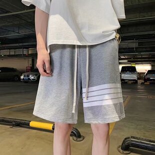四条杠休闲短裤男透气ins潮牌情侣2022夏季新款宽松运动五分裤子