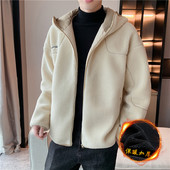 冬季 加绒加厚初高中学生港风帅气棉袄 羊羔绒毛呢外套男2022年新款