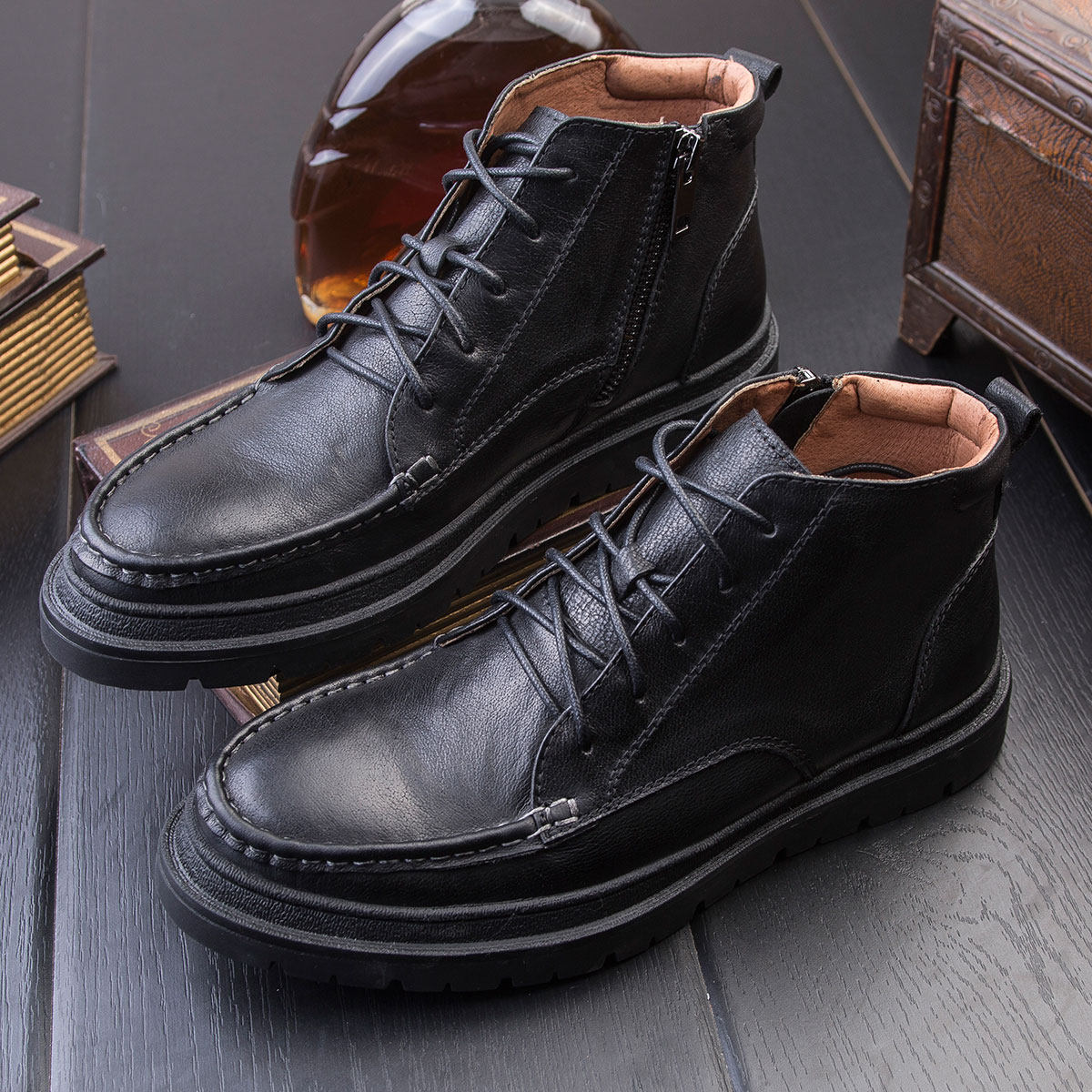 Di Wei Spring Boots genuine leather British style Riding boots Help Bootie Retro Trend Versatile Gaobang leather shoesin the Men's Shoes, Boots  category - from Buy2taobao.com to provide professional Taobao agent buy service