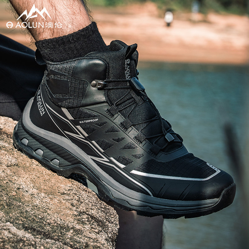澳伦户外高帮男鞋防水透气登山鞋防滑耐磨春季新款靴越野跑鞋男潮