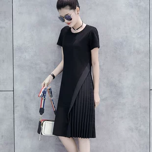 气质收腰显瘦法式 休闲连衣裙女夏季 2023新款 赫本风小黑裙过膝裙子