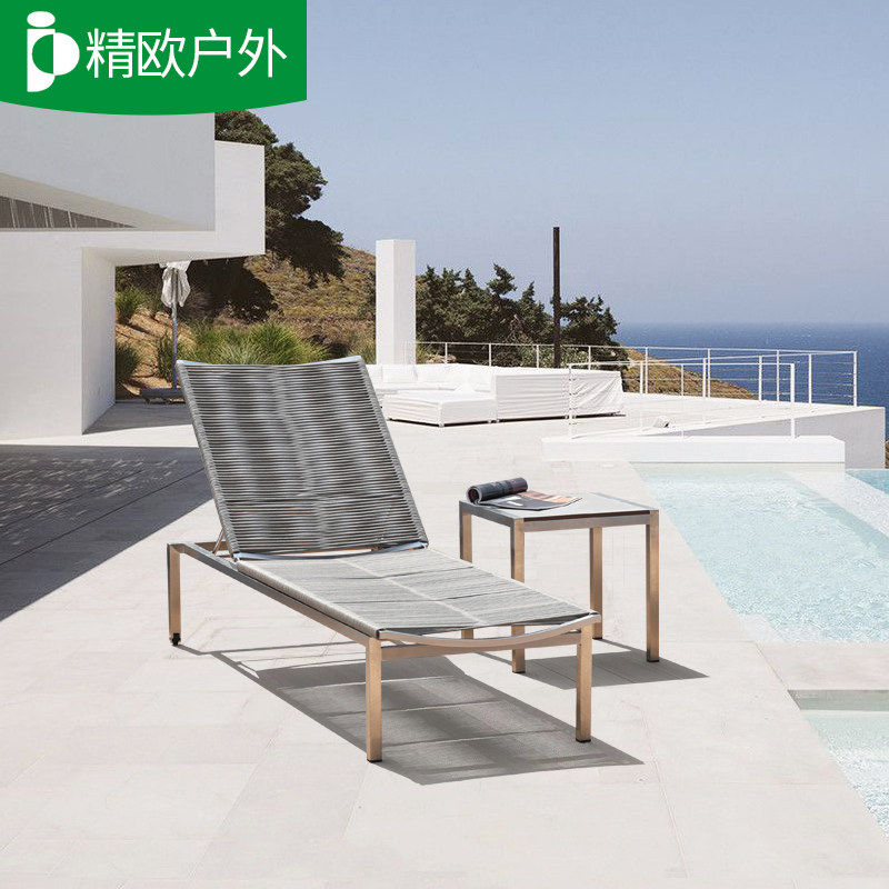 户外泳池躺椅沙滩床别墅庭院休闲沙发椅露台阳台躺床室外藤编躺椅