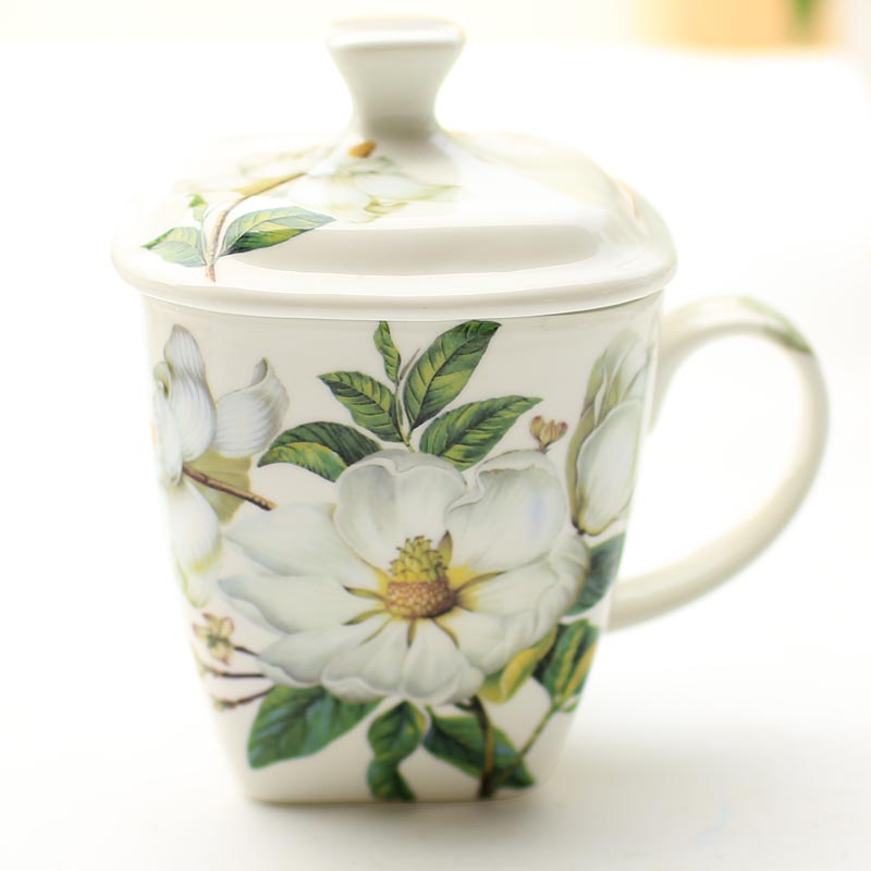 创意带盖骨瓷大容量可爱风杯子