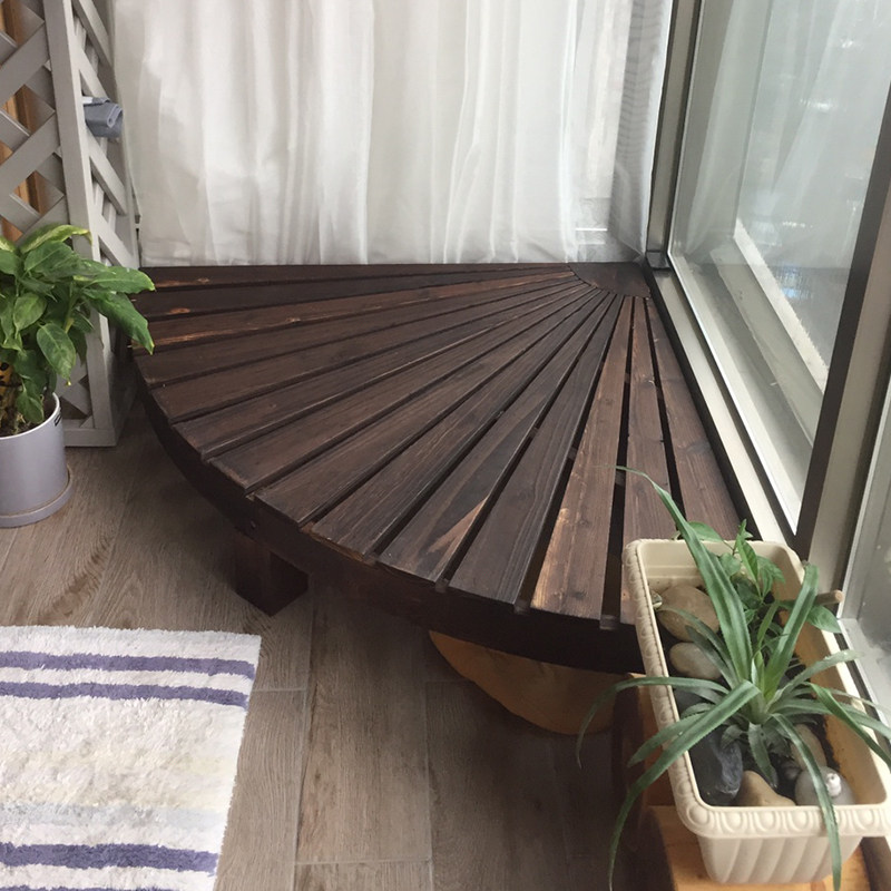 实木台阶脚踏踩脚板阳台角落木踏板时尚简约创意落地拐角花架圆形