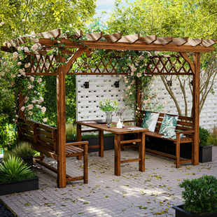 葡萄架子庭院防腐木凉亭户外实木爬藤室外亭子别墅院子遮阳棚花园