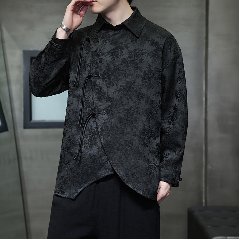 2024春夏新款风男装提花唐装汉服长袖衬衫衬衣C229-Y1012-P80,男装衬衫,电商C229-1