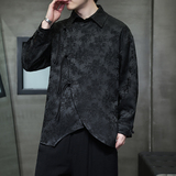 2024春夏新款风男装提花唐装汉服长袖衬衫衬衣C229-Y1012-P80，男装衬衫，电商C229-1