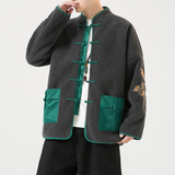 2024冬风男装羊羔毛复古中式唐装汉服棉衣棉袄C229/Y793/P155，男装棉衣，电商C229-1