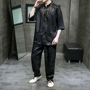 2024夏款风男装冰丝唐装汉服复古套装两件套C229/TZ345/P90图片