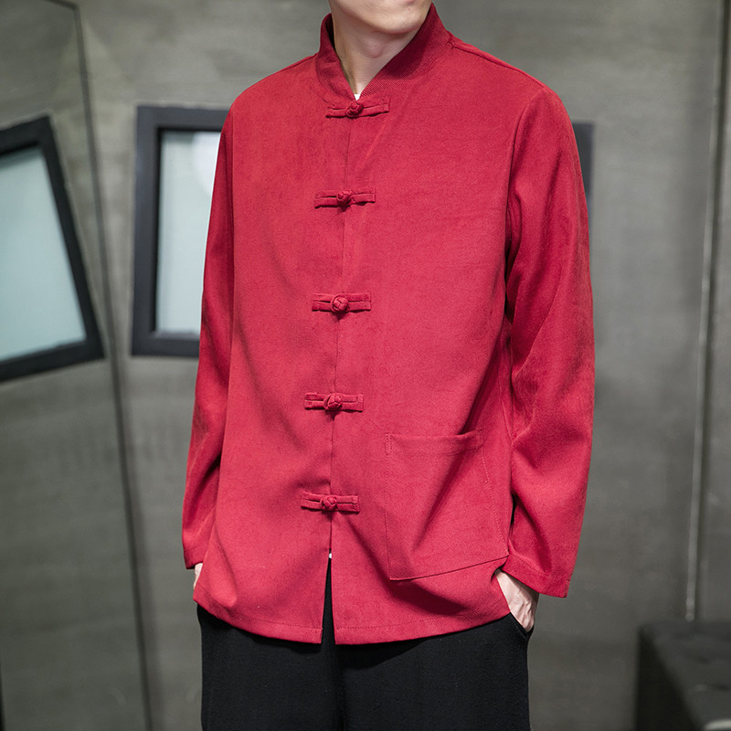 2024秋冬风男装针织唐装汉服长袖衬衫衬衣内搭C229/Y803/P85，男装衬衫，电商C229-1