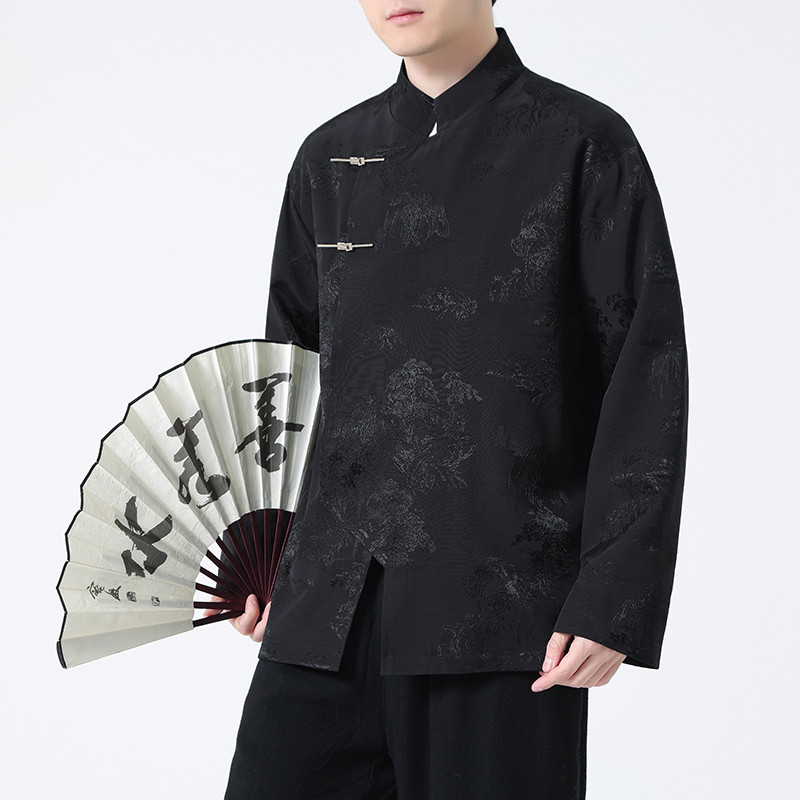 2024春夏新款风男装冰丝唐装中式汉服夹克外套C229-Y995-P100,男装夹克,电商C229-1
