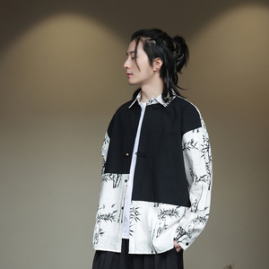 2024夏季风男装复古中式唐装汉服长袖衬衫衬衣C229-Y998-P75图片