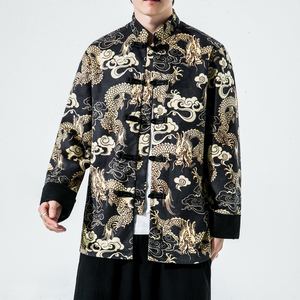 2024秋冬风男装鹿皮绒夹克唐装汉服外套大码C229/Y715/P105图片