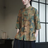 2024夏季风男装冰丝印花唐装汉服短袖衬衫衬衣C229-Y1005-P68，男装衬衫，电商C229-1