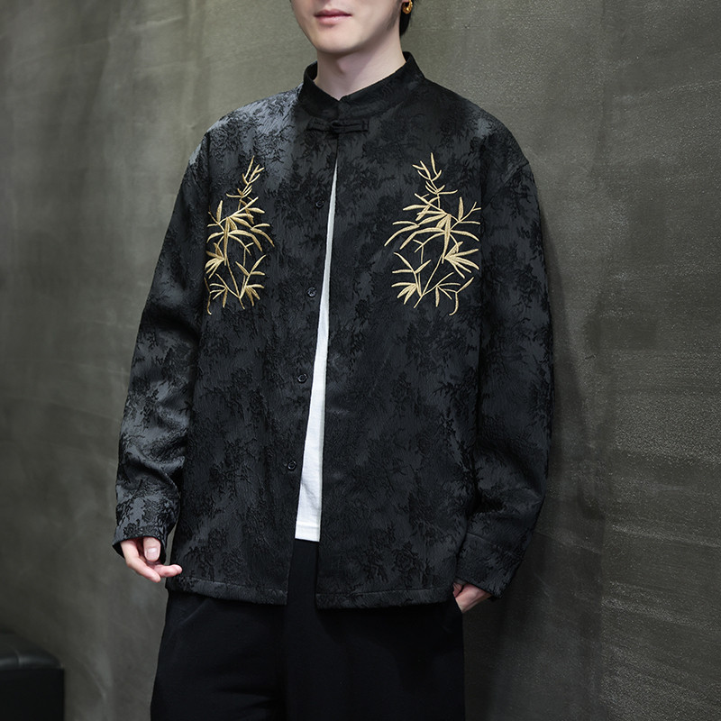 2024春夏风男装刺绣唐装中式汉服长袖衬衫衬衣C229-Y1011-P80,男装衬衫,电商C229-1