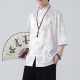 2024风男装冰丝唐装汉服刺绣唐装汉服短袖衬衫C229-Y1016-P65，男装衬衫，电商C229-1