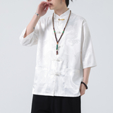 2024春夏风男装金属盘扣唐装汉服短袖衬衫衬衣C229-Y1015-68，男装衬衫，电商C229-1