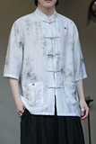 2024夏季风男装印花唐装中式汉服短袖衬衫衬衣C229-Y1019-P70，男装衬衫，电商C229-1