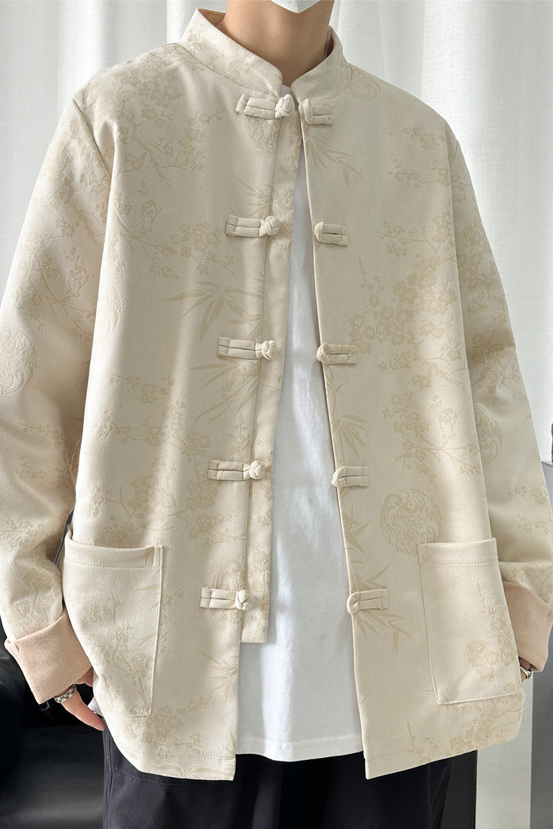 2024春风男装复古中式唐装汉服鹿皮绒夹克外套C229-Y757-P105,男装夹克,电商C229-1