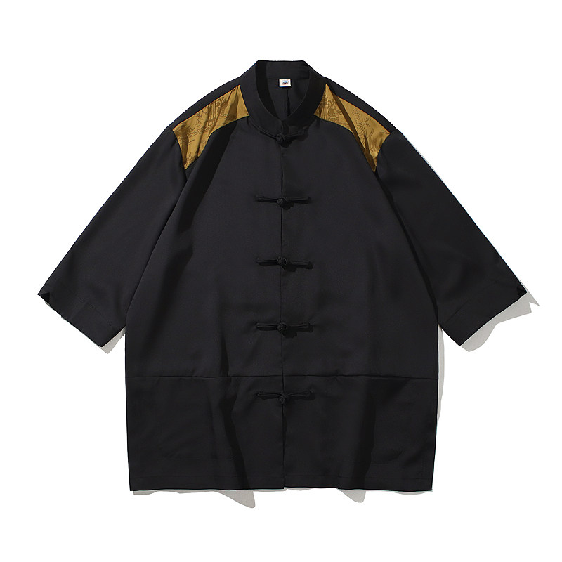 2024夏风男装撞色唐装汉服短袖五分袖衬衫衬衣C229/Y980/P70,男装衬衫,电商C229-1