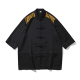 2024夏风男装撞色唐装汉服短袖五分袖衬衫衬衣C229/Y980/P70，男装衬衫，电商C229-1