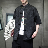 2024春夏新款风男装提花唐装汉服五分袖短袖T恤C229-Y996-P70，男装衬衫，电商C229-1