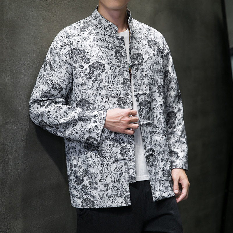 2024秋冬风男装盘扣复古中式唐装汉服夹克外套C229/Y779/P115,男装夹克,电商C229-1