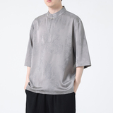 2024春夏新款风男装冰丝唐装汉服短袖五分袖T恤C229-T211-P60，男装T恤，电商C229-1