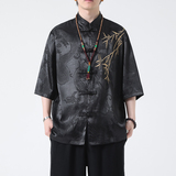 2024风男装冰丝唐装汉服刺绣唐装汉服短袖衬衫C229-Y1016-P65，男装衬衫，电商C229-1